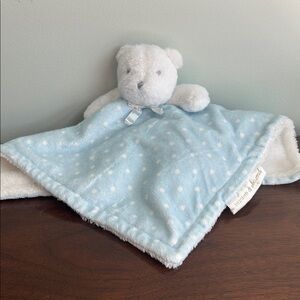 Blankets & Beyond Lovey Blue & White Polka Dot White Bear Fleece